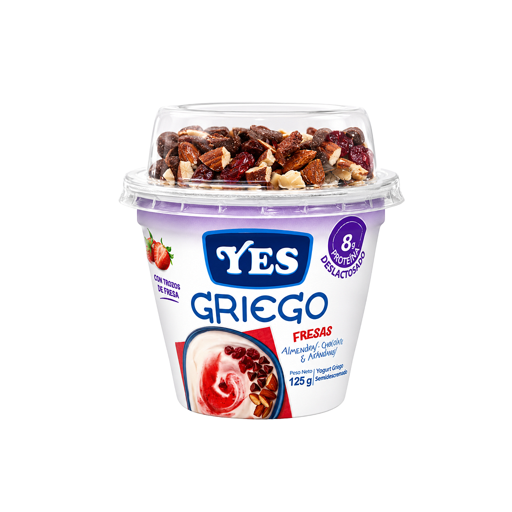 Fresa, almendras, chocolate y arándanos